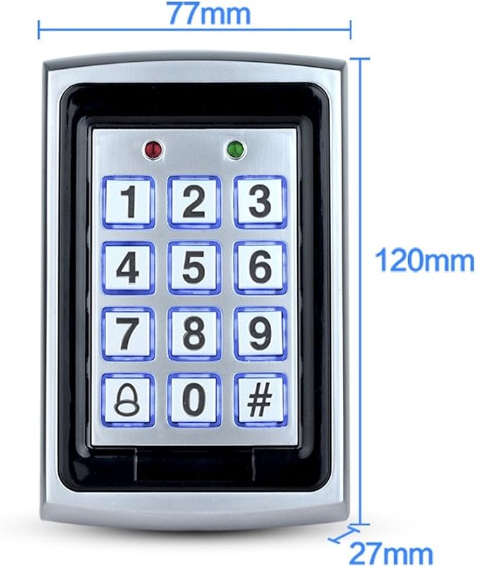LIBO Waterproof Access Control Keypad Proximity RFID Controller, Suitable for Single Door Entry System, Support 1000 Users, Including 10pcs 125KHz RFID Keyfobs with Rainproof Cover