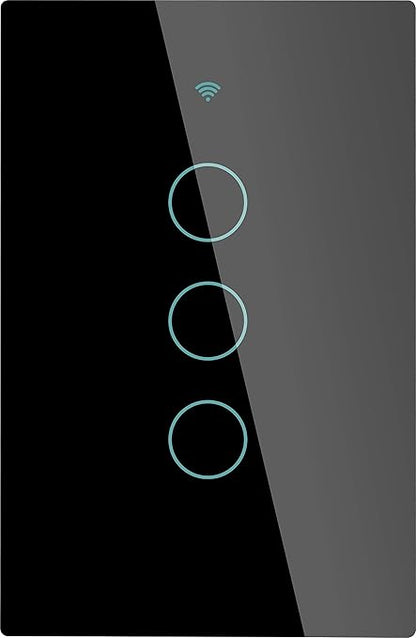 MOES ZigBee Smart Touch Wall Light Switch,Requires Tuya ZigBee Hub,No Neutral Wire/N+L Wiring,No Capacitor,Smart Life Tuya 2/3 Way Remote Control, Work with Alexa Google Home, 2MQTT,3 Gang Black
