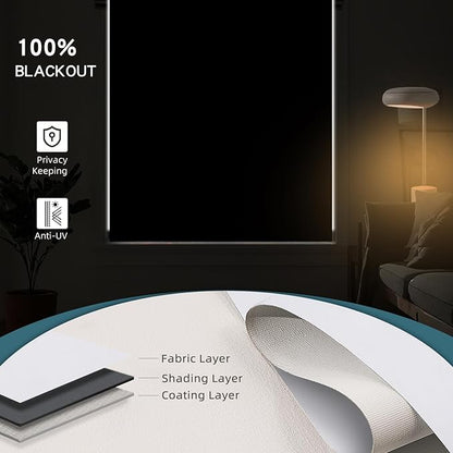 Motorized Blind,Work with Homekit Thread-Enabled, 100% Blackout Smart Shades with Remote Control, Electric Roller Shade, Custom Size,Classic White
