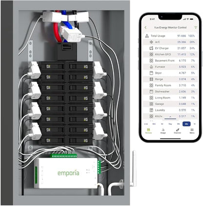 Emporia Vue 3 Commercial 3-Phase Smart Energy Monitor - Business and Home Automation Device with Real Time Electricity Usage Monitor, Power Consumption Meter, Solar and Net Metering
