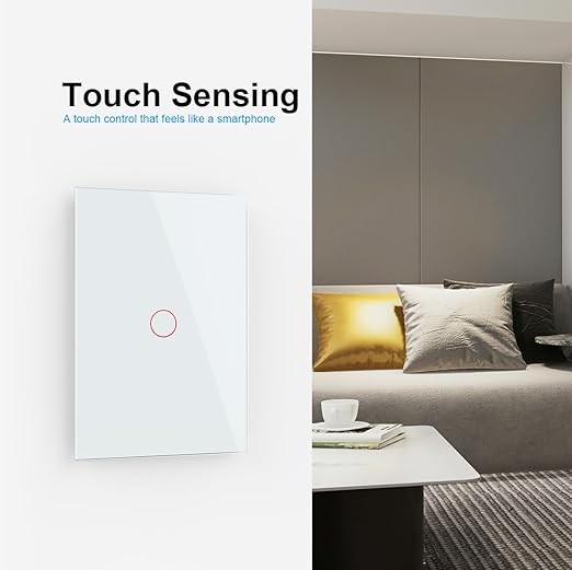 Smart Light Switch, LIVOLO WiFi Touch Wall Switch for Smart Home, Compatible with Alexa & Google Home, Neutral Wire Required, Single Gang, Tempered Glass Panel, White (120V)