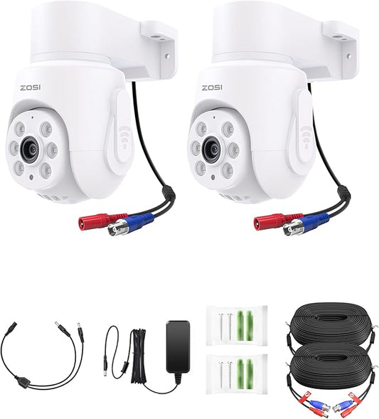 ZOSI 2 Pack 360°View Pan Tilt 1080P Wired Analog HD TVI Security Camera Outdoor Indoor,65ft Night Vision,One-Way Audio,Only Compatible with Same Brand 1080P,5MP and 4K CCTV DVR Systems