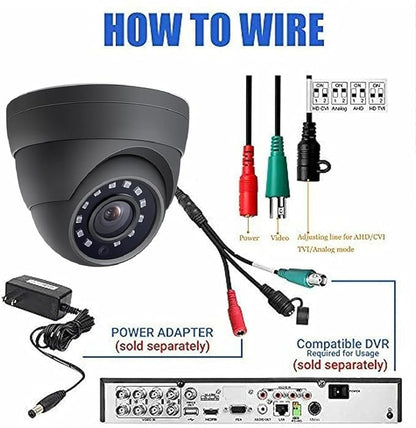 2MP Dome TVI AHD CCTV Surveillance Security Camera, 2.8mm 100° Wide Viewing Angle, 1080P Dome Camera, 65ft Night Vision, Outdoor, Compatible with Analog TVI AHD CVI DVR, Full Metal Housing, Black