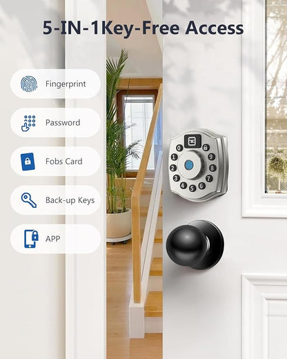 Geek Smart Fingerprint Deadbolt Lock with Keypad, Smart Deadbolt with Code, Electronic Door Locks for Front Door, Keyless Entry Door Lock, App Control, for Hotel, Homestay, Airbnb