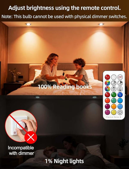 ILC GU10 LED Light Bulb, 40 Watt Equivalent Color Changing 12 Colors 5W Dimmable Warm White 2700K RGB LED Light Bulbs with Remote Control (Pack of 4)