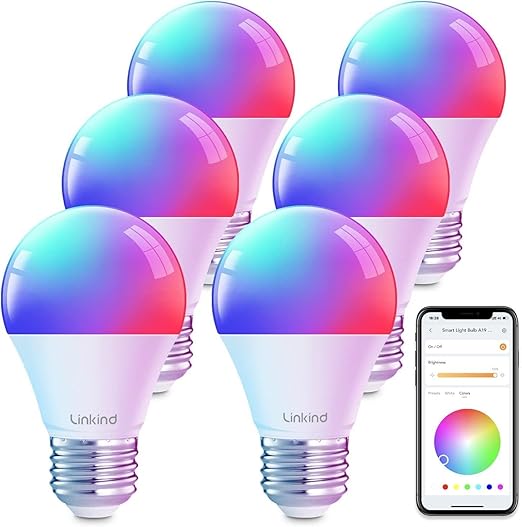 Linkind Color Changing Smart WiFi Light Bulbs, Compatible with Alexa & Google Home Bundle with Linkind Matter Smart Plug, Work with Apple Home, Siri, Alexa, Google Home, SmartThings