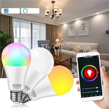Bulbs, Pack of 10, LED Smart Bulb AC85-265V E27 10W/12W/15W/18W RGBCW Voice Controlled Lamps(10W)