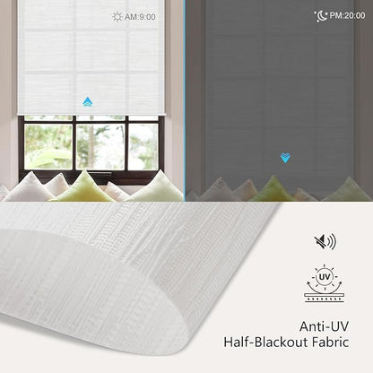 Aprilsmart Motorized Blinds with Remote,Light Filtering Motorized Roller Shades Work with Apple Homekit,Alexa,SmartThings,Google Home,Customize Blinds(Safari White-62)