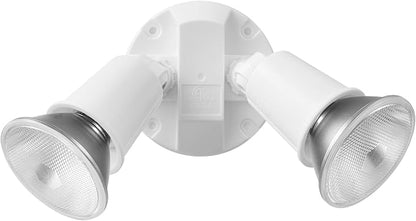 Globe Electric 240 W Twin Head White Hardwired Switch Activated Security Flood Light, Spotlight, Outdoor, Outside House Lights