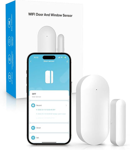 Door and Window Alarms for Home,No Hub NO Monthly Fee Door Alarms for Kids Safety,WiFi-Connected for Smart Life or Tuya APP Control,Compatible with Alexa,Easy to Install,Long Battery Life