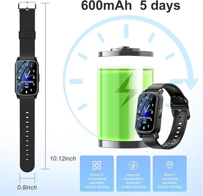 Fall Detection Smart Watch for Seniors with GPS Tracking, SOS Alert & HD Video Call, Waterproof Fitness Tracker for Dementia/Alzheimer’s, 4G Safety (Modern, Black)