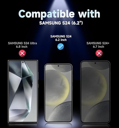 MAGIC JOHN 2 Pack for Samsung Galaxy S24 Privacy Glass Screen Protector[Not Ultra], 6.2inch, Anti-spy, Tempered Glass Film, Auto Dust-Elimination Installation, Bubble Free, Case Friendly, Anti-Scratch
