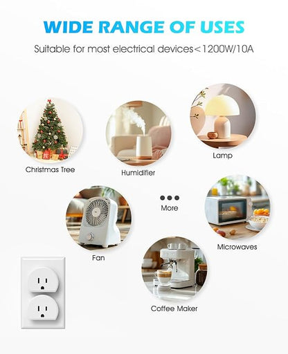 Mini Remote Control Outlet, 10A Wireless Light Switch Plug for Household Appliances, Up to 130 FT Long Range, FCC and ETL Listed