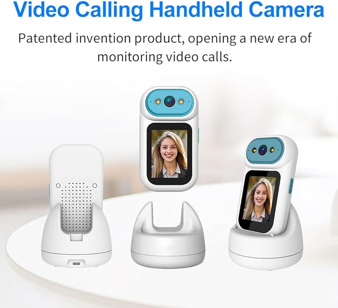 Video Calling Handheld Security Camera Indoor,Nanny Camera Baby Camera Pet Camera,2-Way Video Call 350°Pan Cameras for Home Security,Move Tracking,Alarm Push 1080P 2.8inch Screen,Night Vision