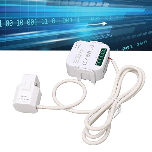 Fafeicy Smart Electricity Meter with Clamp, WiFi Power Consumption Monitor, Energy Management, Remote Control, Overload Protection, White
