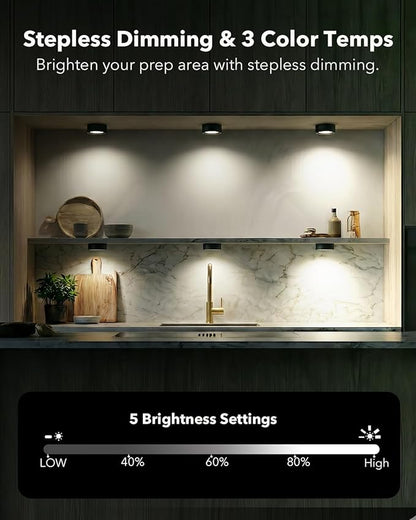 Radar Motion Sensor Puck Lights with Remote, 2400mAh RGB Rechargeable Wireless Under Cabinet Lighting for Kitchen, Magnet Stick on LED Closet Lights, Cordless Push Light for Counter, Stairs