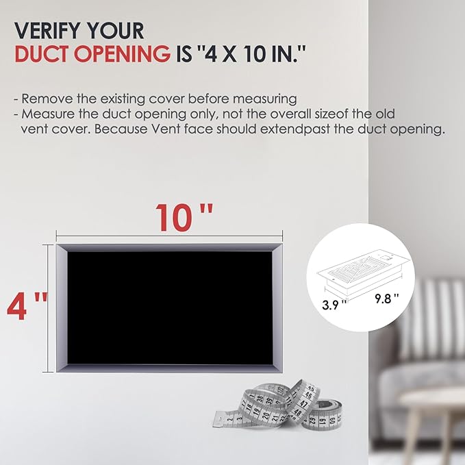 BIOWIND Quiet Register Booster Fan Fits 4" x 10" Register Holes, 10-Speed Smart Heating Cooling AC Vent Fan with Remote Control and Thermostat Control - White