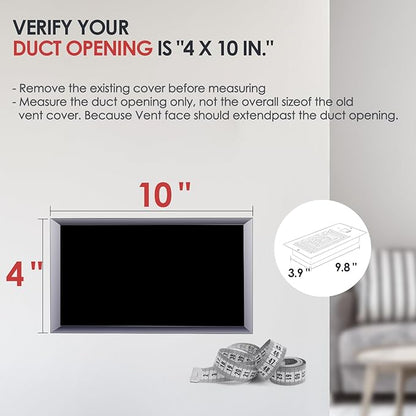 BIOWIND Quiet Register Booster Fan Fits 4" x 10" Register Holes, 10-Speed Smart Heating Cooling AC Vent Fan with Remote Control and Thermostat Control - White