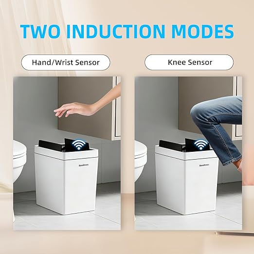 4.5 Gallon Touchless Bathroom Trash Can with Auto Bagging System, Automatic Sensor Lid Waste Bin for Bedroom, Office & RV, White