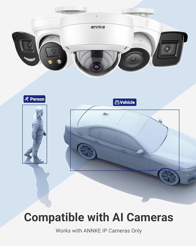 ANNKE 16 Channel NVR for Security Camera, 5-in-1 16CH 12MP Network Video Recorder with 4TB Hard Drive Disk, Supports 12MP/8MP/6MP/5MP/4MP PoE IP Cameras, 24/7 Surveillance Recording