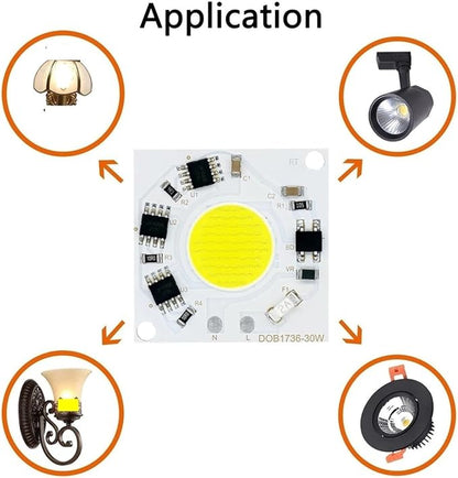 2pcs LED COB Chip 30W 2400lm Lumens Pure White Warm White Light 3000k 6500k 220V Smart IC No Need to Drive Commercial Lighting Spot L(Warm White 3000K)
