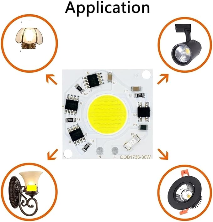 2pcs LED COB Chip 30W 2400lm Lumens Pure White Warm White Light 3000k 6500k 220V Smart IC No Need to Drive Commercial Lighting L(Warm White 3000K)