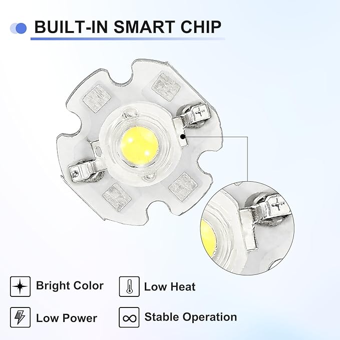 High Power LED Chip Bulb 5 Pcs- Cool White 6000K 600-700mA LED Light with Heatsink Aluminum Base Bulb Lamp Super Bright Intensity COB Light for Home Studio Show DIY Project