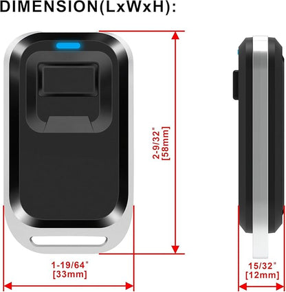 UHPPOTE 1-Button RF Wireless Remote Control Transmitter Key Fob Replacement | 433.92MHz, Fixed Code for Access Control System