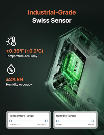 X-Sense Wi-Fi Thermometer Hygrometer with LCD, 3 Sensors & Base Station | LCD Digital Sensors Track Temp and Humidity with App Alerts and Data Export at No Cost for Home, Basement, and Wine Cellar