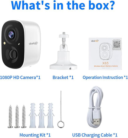 2K Wireless Security Cameras - Outdoor WiFi Security Cameras Color Night Vision, AI/PIR Detection, 2-Way Talk, Cloud/SD, Weatherproof, Battery Powered Outdoor Cameras (White1)