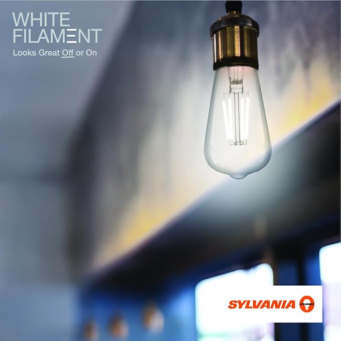 Sylvania ST15 Clear LED White Filament Bulb, 5.5W, Dimmable, 500 LMS, Medium Base, 5000K, Daylight - 2 Pack (42267)