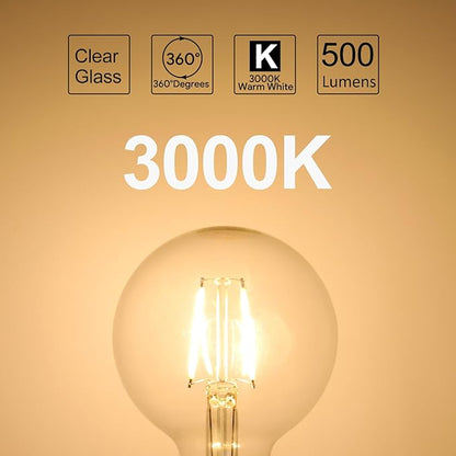 E ENERGETIC LIGHTING Dimmable LED Edison Light Bulb, G25 (G80) Globe Bulb, 60W Equivalent, 3000K Warm White, Christmas Light, E26 Standard Base, ETL Listed, 6-Pack