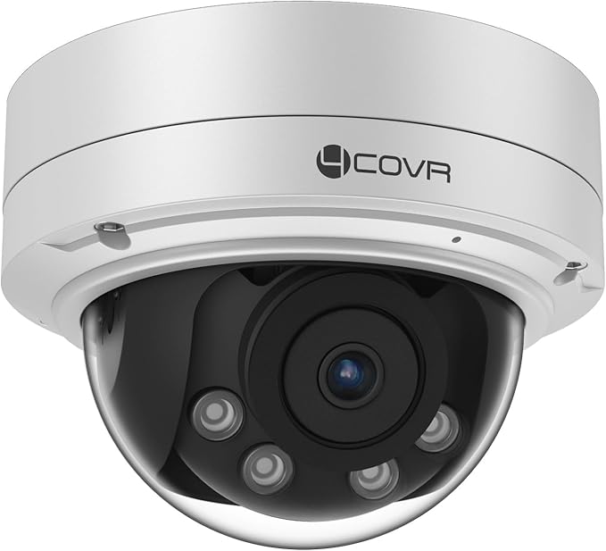 4COVR 4K 8MP PoE Security Vandal Dome IP Wired Camera with Mic, 2.7-13.5mm Varifocal Lens 5X Optical Zoom UltraHD, IK10 Vandal-Proof 130ft IR Night Vision IP67, AI Human Vehicle Detection, LY57BA8MA