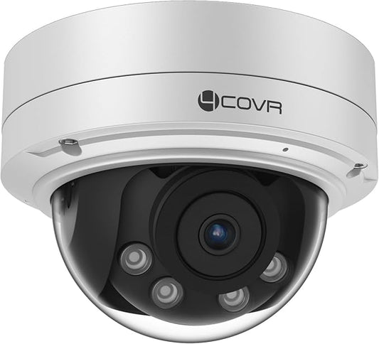 4COVR 4K 8MP PoE Security Vandal Dome IP Wired Camera with Mic, 2.7-13.5mm Varifocal Lens 5X Optical Zoom UltraHD, IK10 Vandal-Proof 130ft IR Night Vision IP67, AI Human Vehicle Detection, LY57BA8MA
