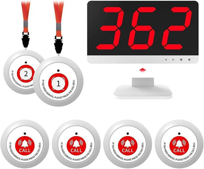 Nurse Call System,Wireless Caregiver Pager Calling System,1000ft, 6 Alert Emergency Call Button for Elderly with 1 Display Receiver for Medical Clinic Nurses Station Home Hospital