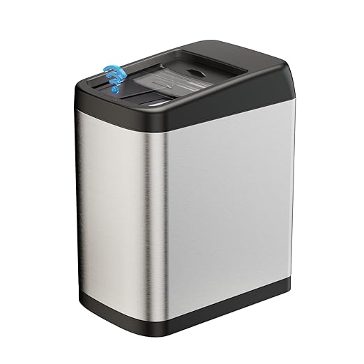 ELLO&ALLO Garbage Can Motion Sensor Trash Can 13 Gallon for Kitchen with Roll Up Lid, Automatic Touchless High-Capacity Waste Bin, Brushed Stainless Steel