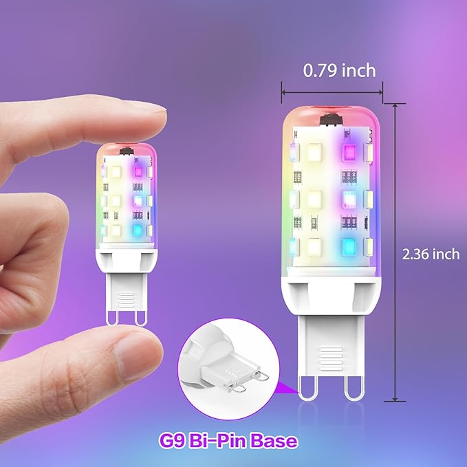 G9 RGB LED Bulb Color Changing with Remote,21-Key IR Control for 16 Million Colors & Dimmable White Light (3000K-6000K),1.4W Low Energy,AC 120V,Memory & 4 Modes for Party,Christmas,Home Decor(2 Pack)