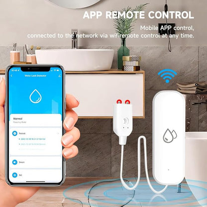 WiFi Water Leakage Sensor,Tuya Flood Water Leakage Alarm ,App Notification Alert,Smart Home Automation Residential Security Alarm System for Home, Office, Garden (4)