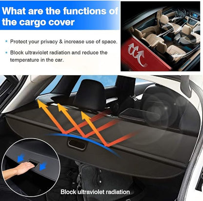 Powerty Retractable Cargo Cover for Mercedes Benz GLE 2016-2019/ Benz ML Series ML350 2012-2015, Canvas Texture Trunk Cover Privacy Screen Rear Security Shade for Benz Accessories(NOT for GLE 43 AMG)