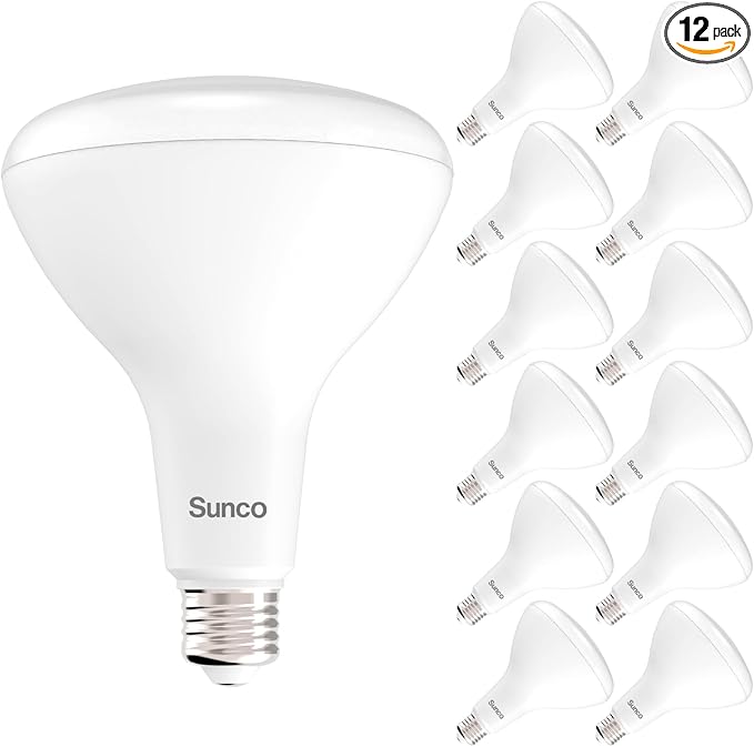 Sunco 12 Pack BR40 LED Light Bulbs, Indoor Flood Lights, Recessed Can Light Bulb, 1400 LM, 17W (100W Equivalent), 5000K Daylight, Dimmable, E26 Base, for Home, Bedroom, Kitchen UL