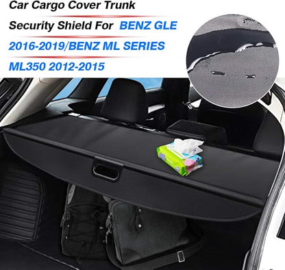 Powerty Retractable Cargo Cover for Mercedes Benz GLE 2016-2019/ Benz ML Series ML350 2012-2015, Canvas Texture Trunk Cover Privacy Screen Rear Security Shade for Benz Accessories(NOT for GLE 43 AMG)