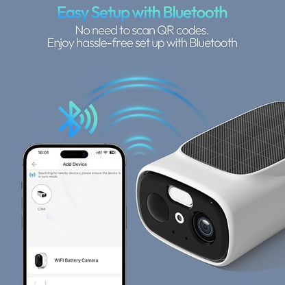 2pcs 2.4G/5G WiFi Cameras for Home Security with Embedded Solar Panel,2.5K Solar Security Cameras Wireless Outdoor with Color Night Vision,2-Way Talk,Siren,IP66, Cloud/SD, AI Detection,W/Alexa