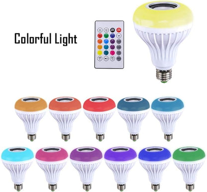 LED Light Bulb Bluetooth Speaker, White + RGB + Yellow Light Ball Bulb Colorful Lamp Smart Music Bulb Audio Bluetooth Speaker with Remote Control for Home,Party,Bar,Garden or Spook House