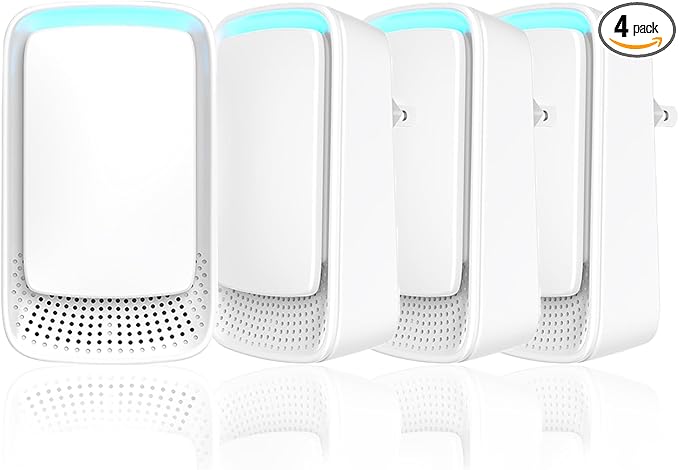 Plug-In Ion Air Purifier (4-Pack), Negative Ion Generator, Home Air Ionizer, Silent Filterless Portable Air Purifier for Small Rooms, Odor, Pet Odor - White