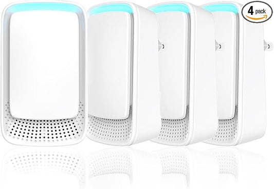 Plug-In Ion Air Purifier (4-Pack), Negative Ion Generator, Home Air Ionizer, Silent Filterless Portable Air Purifier for Small Rooms, Odor, Pet Odor - White
