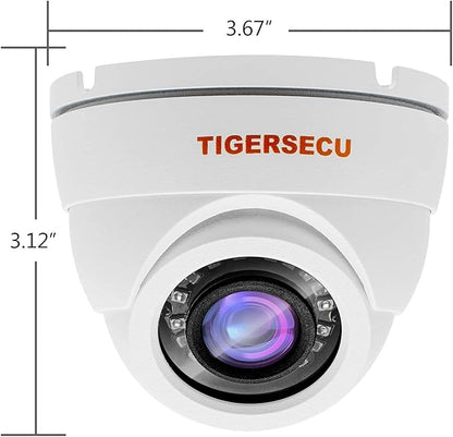 TIGERSECU 1080P Metal Wide Angle Dome Security Camera for DVR, Weatheproof for Indoor/Outdoor Use, Hybrid 4-in-1 OSD Switch for TVI/CVI/AHD/CVBS DVRs (Power Supply and Coaxial Cable Sold Separately)