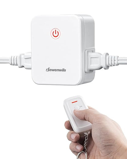 DEWENWILS Indoor Remote Control Outlet, Wireless Remote Light Switch with 2 Side Outlets, No Interference Remote Outlet Switch, No Wiring, 15A/1875W, 100ft RF Range, Compact Design, Programmable