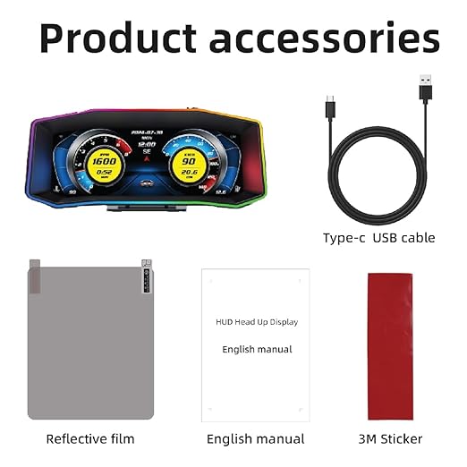 OTPerformance P4 HUD Meter Speed OBD2 + GPS Dual System Digtial Speedometer, Smart Gauge, Speed, Voltage, Engine RPM, OverSpeed Warning, Water Temperature, Turbo Pressure