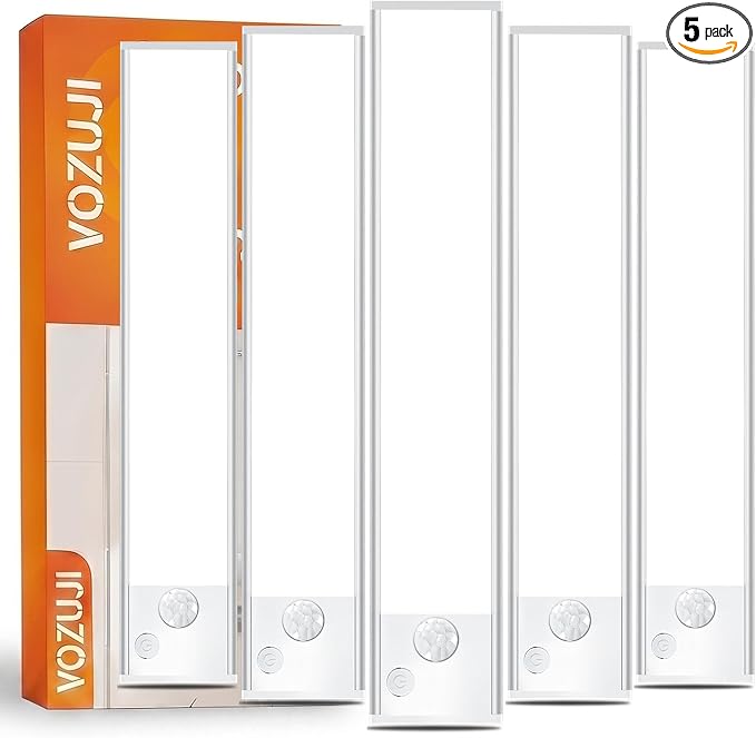 Under Cabinet Motion Sensor Lighting: 14 Inch Dimmable Rechargeable Lights Indoor - Battery Operated Lights - Undercabinet Closet Light Magnetic Led Light for Kitchen Home Bathroom Counter 5 Pack