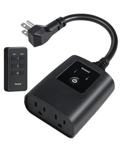 2 Independent Control Outdoor Remote Outlets with Magnetic Switch